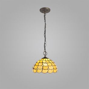 Bfs Lighting Camillie 3 Light  Pendant E27 With 30cm Shade, Beige/Clear Crystal IL9300KHS