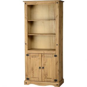 Waxed Pine Dining 2 Door Display Unit/Bookcase