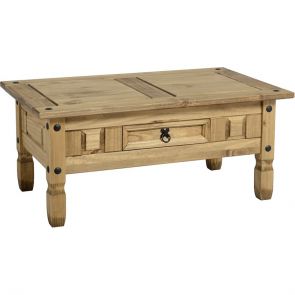 Waxed Pine Dining 1 Drawer Coffee Table