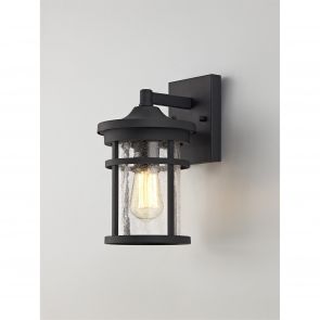 Bfs Lighting Ember Wall Lamp, 1 x E27, Black/Clear Crackled Glass, IP54,     IL8137HS