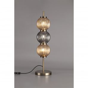 Bfs Lighting Felicity Table Lamp, 3 x G9, Antique Brass/Smoked & Amber Glass IL6447HS