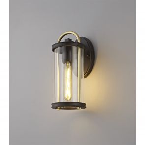 Bfs Lighting Georgia Small Wall Lamp, 1 x E27, Black & Gold/Clear Glass, IP54,     IL2857HS