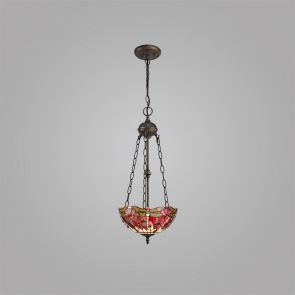 Bfs Lighting Haze 2 Light  Pendant E27 With 30cm Shade, Purple/Pink/Crystal/Ant Brass IL4900K