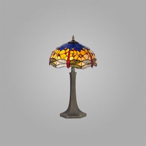 Bfs Lighting Haze 2 Light Table Lamp E27 With 40cm Shade, Blue/Orange/Crystal/Ant Brass IL570