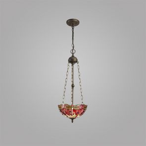 Bfs Lighting Haze 3 Light  Pendant E27 With 30cm Shade, Purple/Pink/Crystal/Ant Brass IL5900K