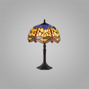 Bfs Lighting Haze 1 Light Table Lamp E27 With 30cm Shade, Blue/Orange/Crystal/Ant Brass IL660