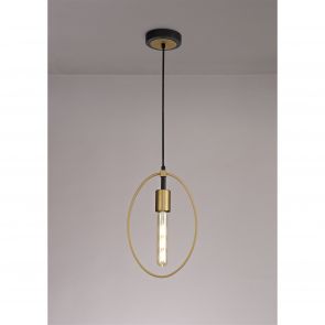 Bfs Lighting Hera Single Small Circle Pendant, 1 Light E27, Sand Gold/Matt Black IL0147HS