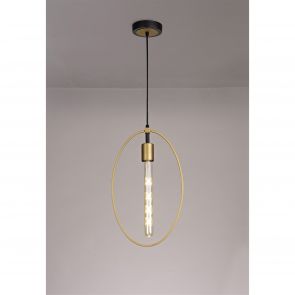 Bfs Lighting Hera Single Large Circle Pendant, 1 Light E27, Sand Gold/Matt Black IL1147HS