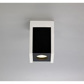 Bfs Lighting Ivy 1 Light Square Ceiling GU10, White Paintable Gypsum With Polished Chrome Cov