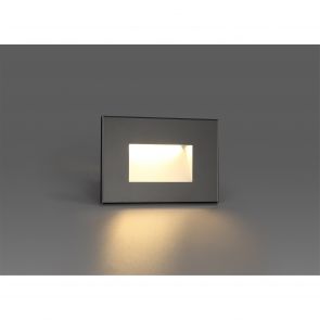 Bfs Lighting Kali Recessed Rectangle Glass Fronted Wall Lamp, 1 x 3.3W LED, 3000K, 145lm, IP6
