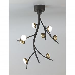 Bfs Lighting Katarina 8 Light Ceiling Pendant, 8 x 3W LED, 3000K, 1320lm, Black/Antique Brass