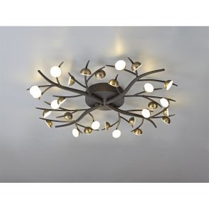 Bfs Lighting Katarina 28 Light Semi-Flush, 28 x 3W LED, 3000K, 4400lm, Black/Antique Brass,