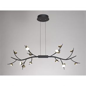 Bfs Lighting Katarina 16 Light Linear Pendant, 16 x 3W LED, 3000K, 2640lm, Black/Antique Bras