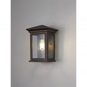Bfs Lighting Katie Flush Wall Lamp, 1 x E27, IP54, Antique Bronze/Clear Seeded Glass,     IL1