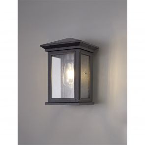 Bfs Lighting Katie Flush Wall Lamp, 1 x E27, IP54, Anthracite/Clear Seeded Glass,     IL2657H