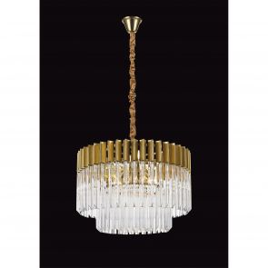 Bfs Lighting Kazzandra Pendant Round 8 Light E14, Brass/Clear Glass, Item Weight: 17.3kg IL05