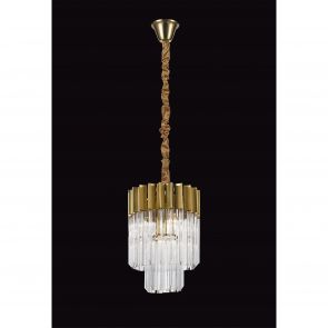 Bfs Lighting Kazzandra Pendant Round 4 Light E14, Brass/Clear Glass IL1537HS