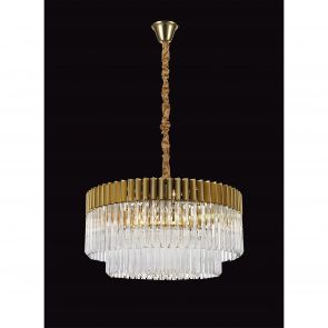 Bfs Lighting Kazzandra Pendant Round 12 Light E14, Brass/Clear Glass, Item Weight: 25.4kg IL9