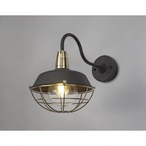 Bfs Lighting Kendra Wall Lamp, 1 Light E27, IP65, Matt Black/Antique Brass,     IL6487HS