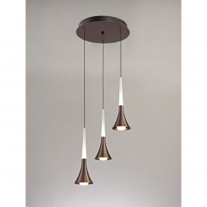 Bfs Lighting Louisa 3 Light Round Pendant, 3 x 5W LED, 3000K, 447lm, Satin Brown,     IL3617H