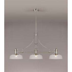 Bfs Lighting Lucinda 3 Light Linear Pendant E27 With 30cm Smooth Bell Glass Shade, Polished N