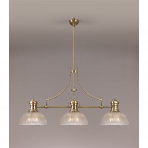 Bfs Lighting Lucinda 3 Light Linear Pendant E27 With 30cm Round Glass Shade, Polished Nickel,