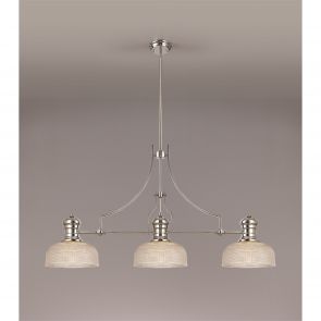 Bfs Lighting Lucinda 3 Light Linear Pendant E27 With 33.5cm Prismatic Glass Shade, Polished N