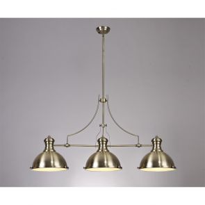  Lucinda Linear Pendant, 3 x E27, Antique Brass/Frosted Glass IL4017HS