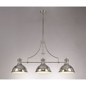  Lucinda Linear Pendant, 3 x E27, Polished Nickel/Frosted Glass IL5017HS