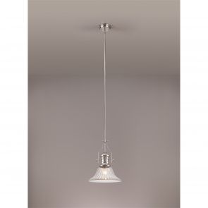 Bfs Lighting Lucinda 1 Light Pendant E27 With 30cm Cone Glass Shade, Polished Nickel/Clear IL