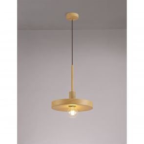 Bfs Lighting Lydia Single Pendant, 1 Light Adjustable E27, Wood Effect IL5957HS