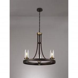 Bfs Lighting Mira Pendant 3 Light E27, Brown Oxide/Bronze With Clear Glass Shades IL1557HS