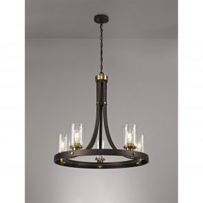 Bfs Lighting Mira Pendant 5 Light E27, Brown Oxide/Bronze With Clear Glass Shades IL2557HS