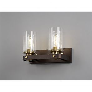 Bfs Lighting Mira Wall Lamp 2 Light E27, Brown Oxide/Bronze With Clear Glass Shades IL5557HS