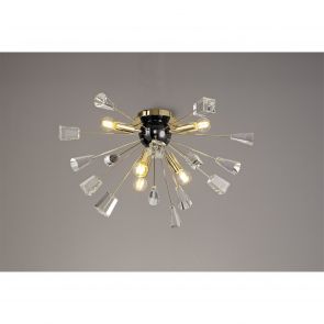 Bfs Lighting Noelle Ceiling Sputnik, 6 Light E14, Brushed Gold & Gloss Black/Crystal IL2608HS