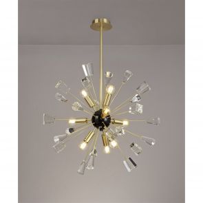 Bfs lighting Noelle Pendant Sputnik, 9 Light E14, Brushed Gold & Gloss Black/Crystal IL3937HS