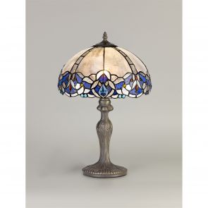 Bfs Lighting Orella 1 Light Table Lamp E27 With 30cm Shade, Blue/Clear Crystal/Ant Brass IL44