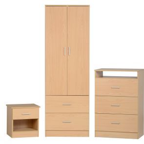 Regent Beech Bedroom Set            Robe, Chest & Bedside