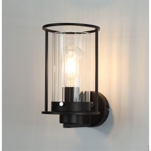 Bfs Lighting Reneta Wall Light, 1 Light E27, Black/Clear Glass IL7857HS