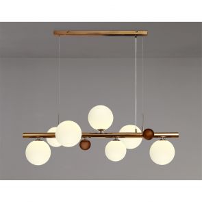 Bfs Lighting Rylee Linear Pendant , 7 x G9, Antique Copper, Opal & Copper Glass IL1667HS