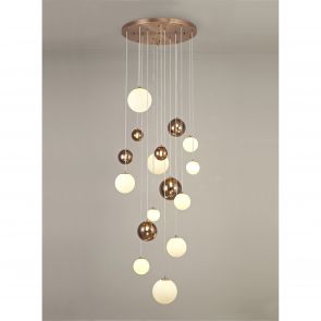 Bfs Lighting Rylee Pendant, 16 x G9, Antique Copper/Opal & Copper Glass IL7667HS