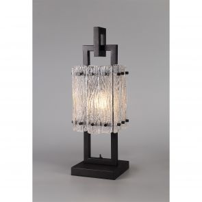 Bfs Lighting Selily Table Lamp, 1 Light E27, Matt Black/Crystal Sand Glass IL8867HS