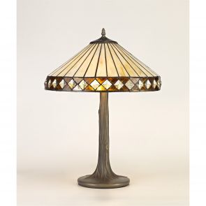Bfs Lighting Teresa 2 Light Tree Like Table Lamp E27 With 40cm Shade, Amber/Crachel/Crystal/A