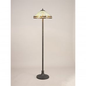 Bfs Lighting Teresa 2 Light Stepped Design Floor Lamp E27 With 40cm Shade, Amber/Crachel/Crys