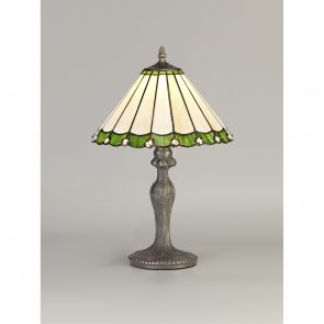 Bfs Lighting Una 1 Light Curved Table Lamp E27 With 30cm Shade, Green/Crachel/Crystal/Ant Bra