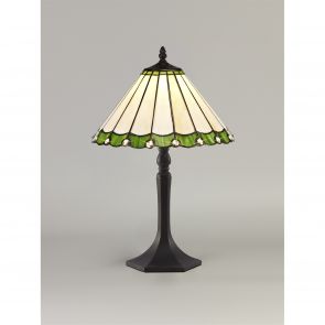 Bfs Lighting Una 1 Light gonal Table Lamp E27 With 30cm Shade, Green/Crachel/Crystal/Ant Bras