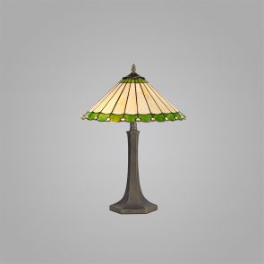 Bfs Lighting Una 2 Light gonal Table Lamp E27 With 40cm Shade, Green/Crachel/Crystal/Ant Bras