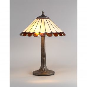 Bfs Lighting Una 2 Light Tree Like Table Lamp E27 With 40cm Shade, Amber/Crachel/Crystal/Ant