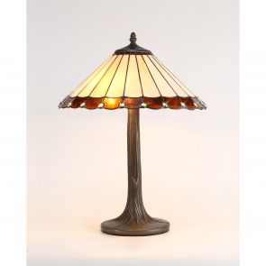 Bfs Lighting Una 2 Light Curved Table Lamp E27 With 40cm Shade, Amber/Crachel/Crystal/Ant Bra
