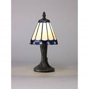 Bfs Lighting Una Tiffany Table Lamp, 1 x E14, Crachel/Blue/Clear Crystal Shade
